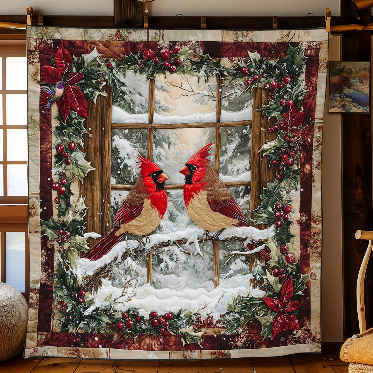 Cardinal Christmas Holiday Cheer Quilt Blanket
