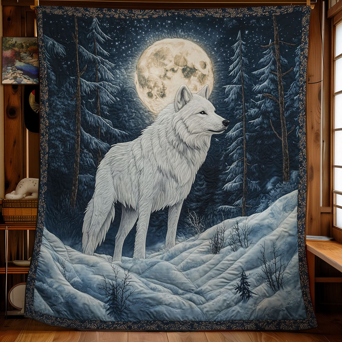 Winter Wolf Woodland Comfort Quilt Blanket