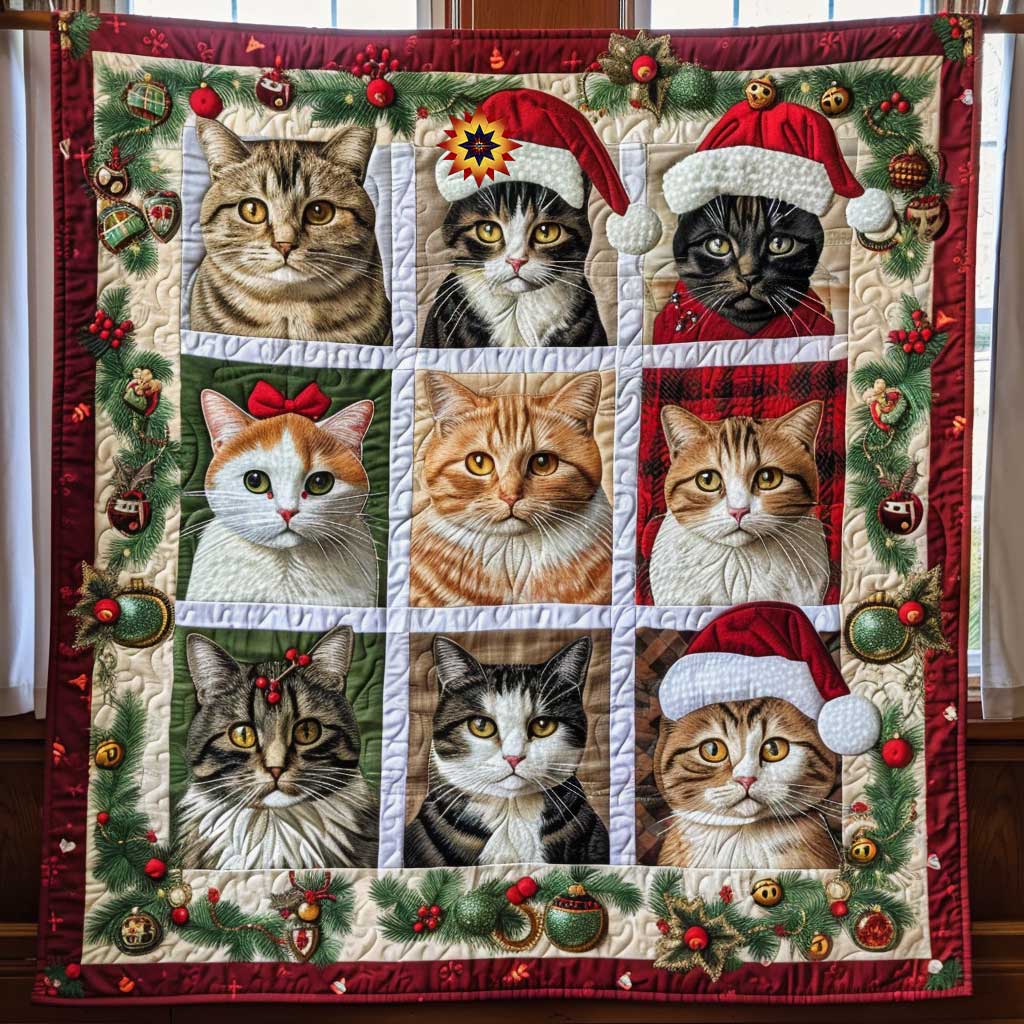 American Shorthair Christmas Gift Quilt Blanket