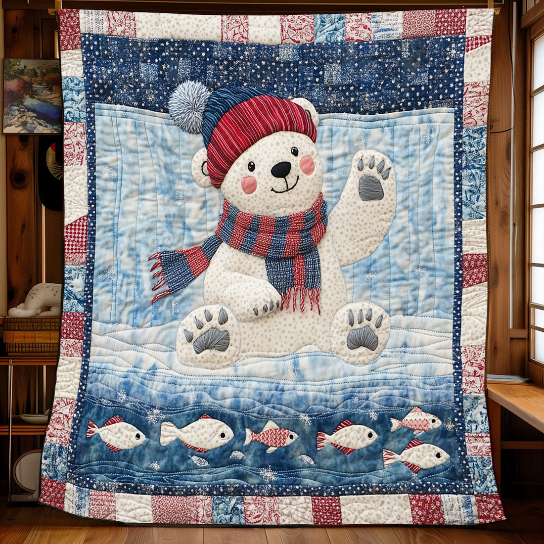 Adorable Polar Bear Quilt Blanket