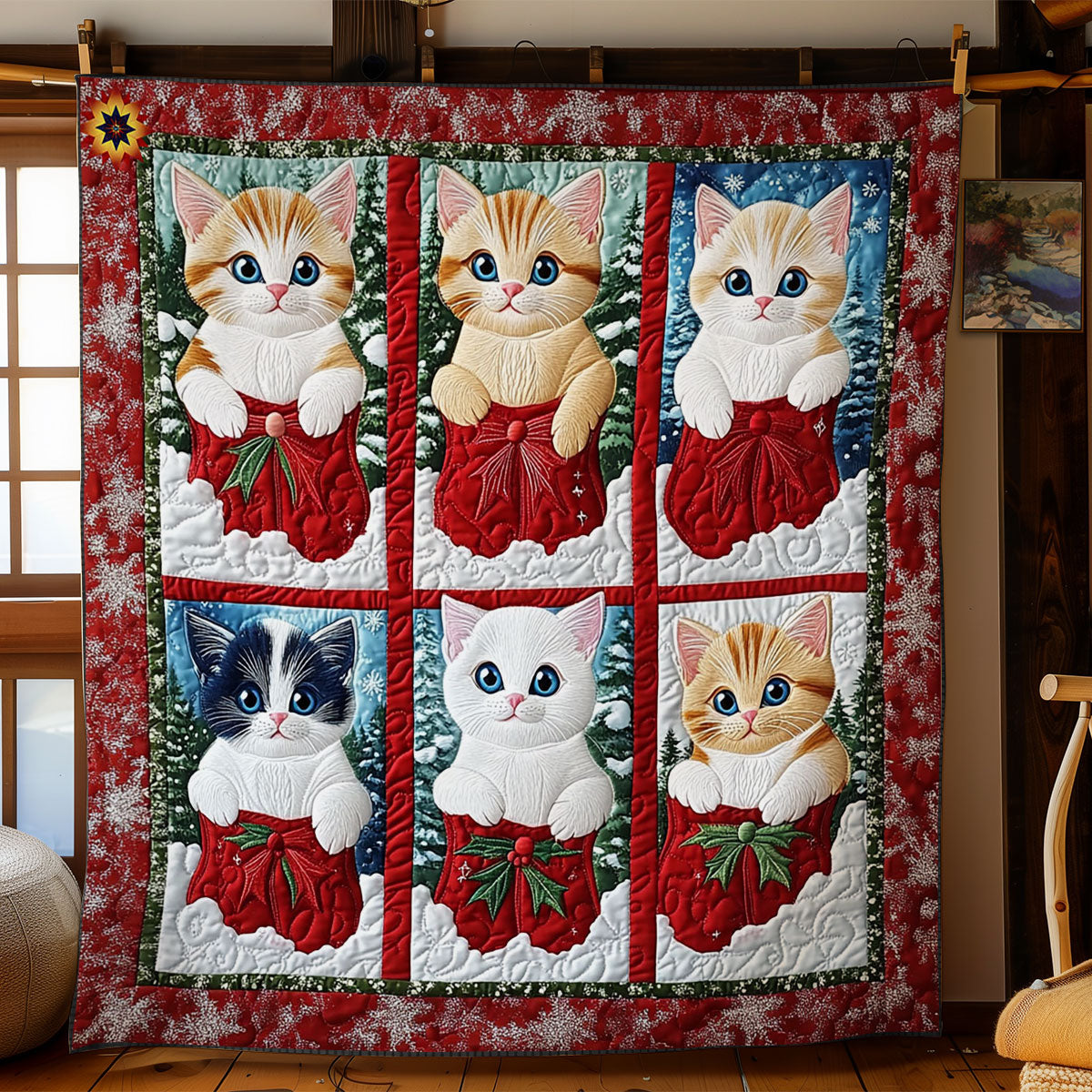 Christmas Kitten Quilt Blanket