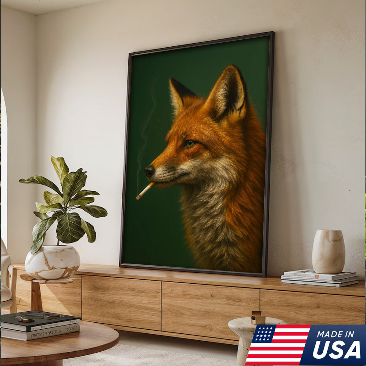 Rustic Red Fox Canvas Wall Art – Nature Inspired Cabin Decor – Unique Wildlife Wall Hanging