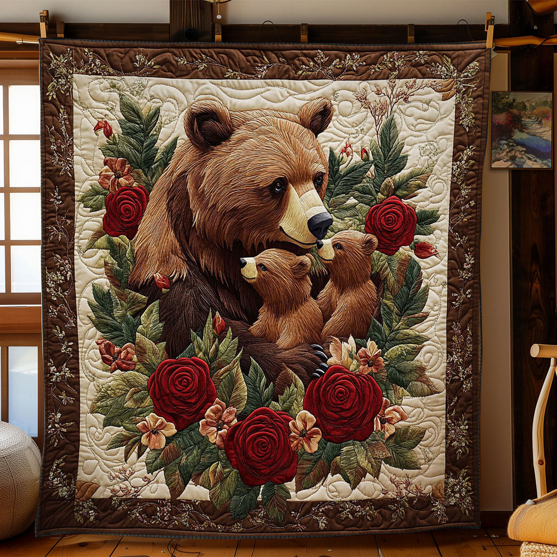 Bear Family Quiet Moments Quilt Blanket