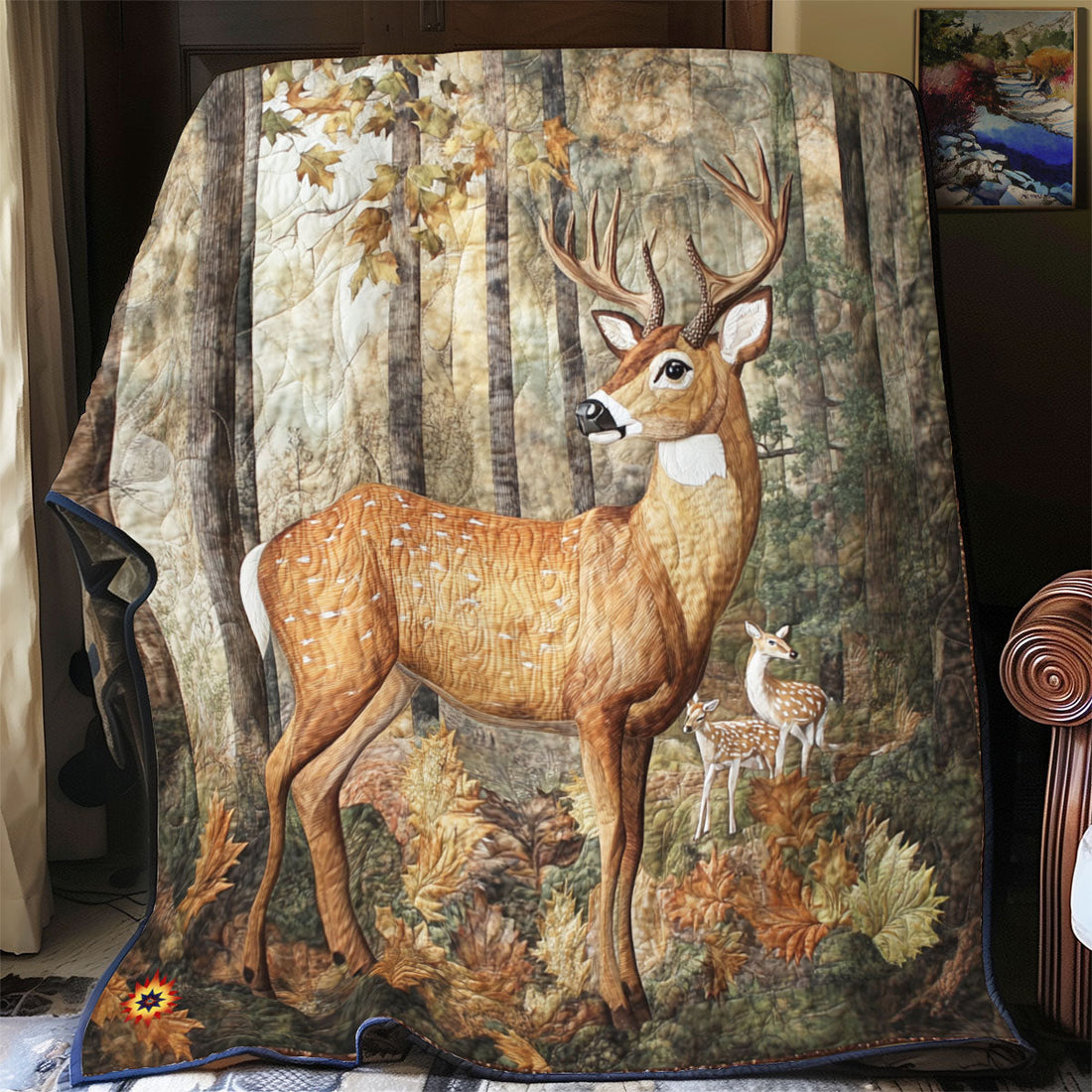 Deer Forest Nature Escape Quilt Blanket