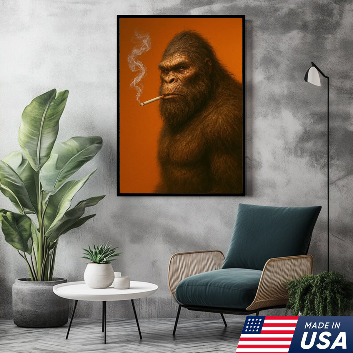Bigfoot Canvas Wall Art – Mysterious Creature Print – Rustic Cabin and Lodge Wall Decor