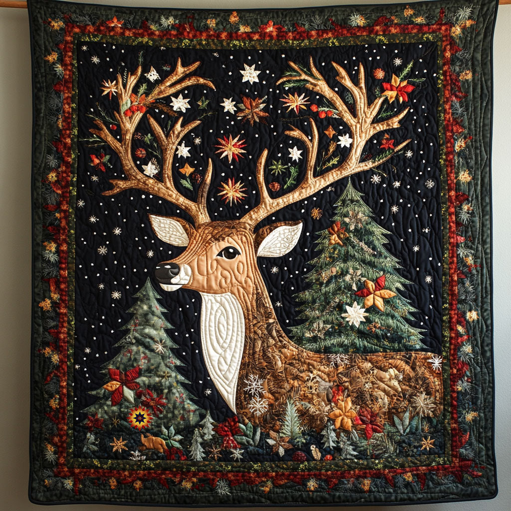 Christmas Deer Quilt Blanket
