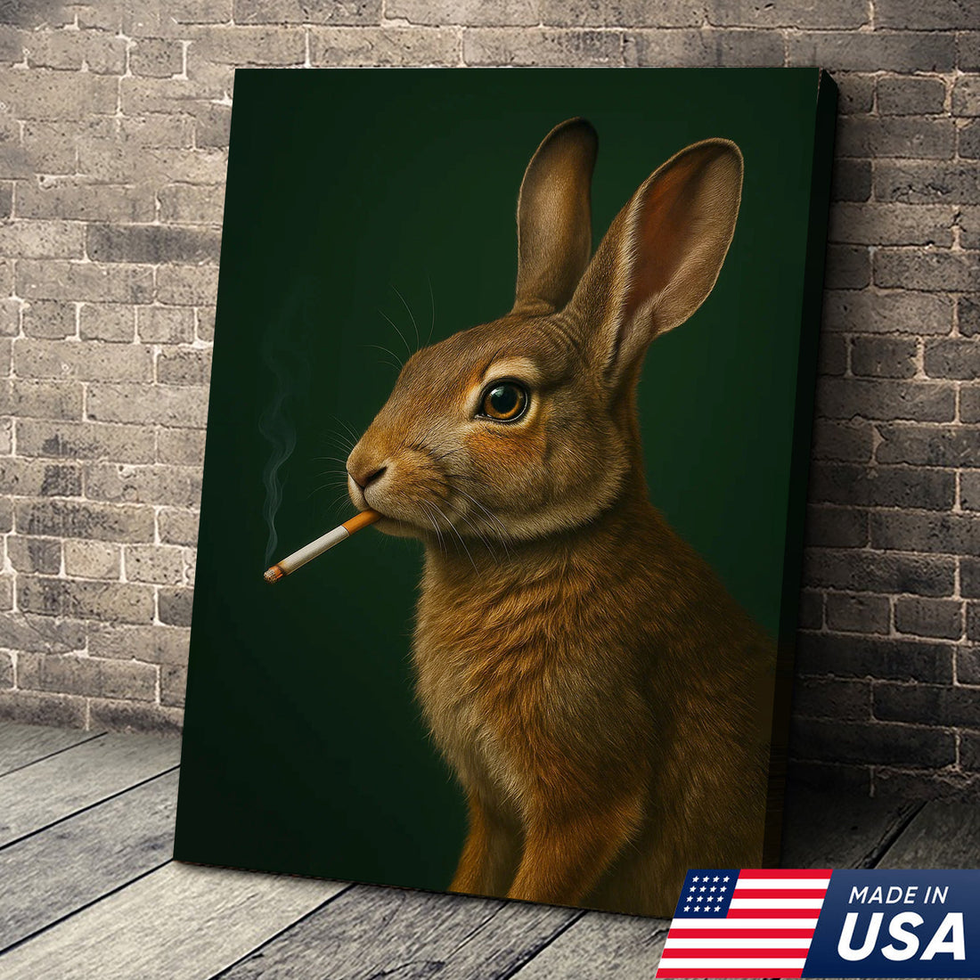 Rabbit Wall Art Canvas - Rustic Wildlife Decor for Cabin & Lodge - Unique Hunting Gift