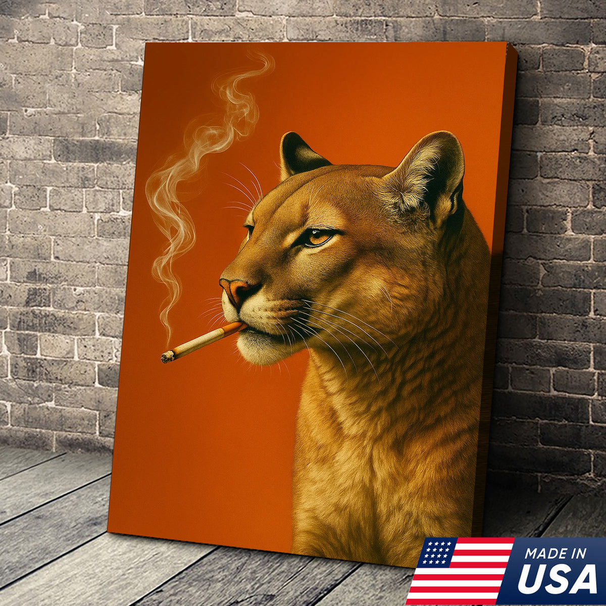 Mountain Lion Canvas Wall Art – Bold Rustic Wildlife Decor for Cabin, Lodge & Nature Enthusiasts