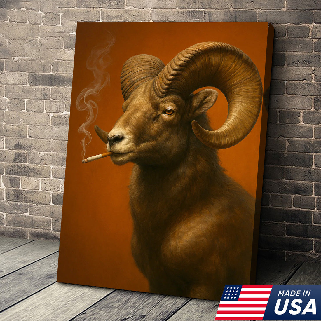 Bighorn Sheep Canvas Wall Art – Majestic Rustic Wildlife Decor for Cabin, Lodge & Nature Lovers