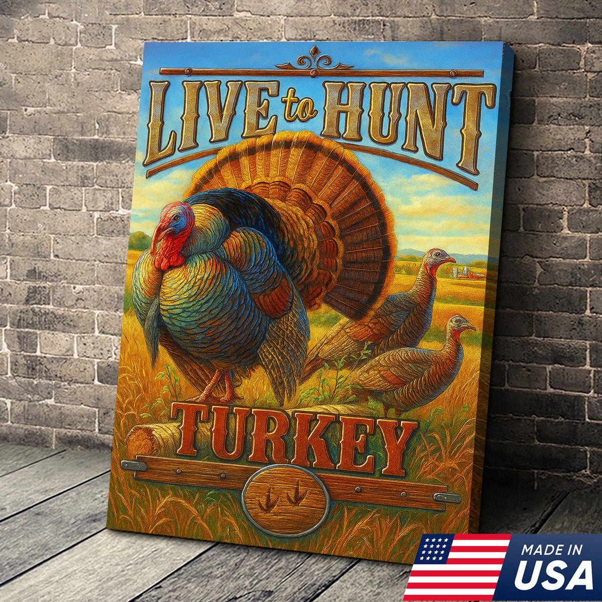Turkey Hunting Canvas Wall Art – Rustic Wildlife Lodge Decor Gift for Hunters & Nature Lovers