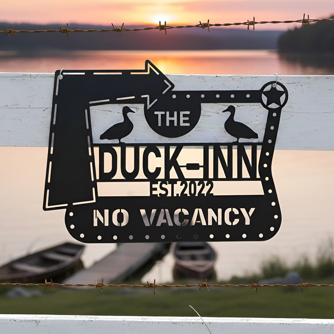 Personalized Farm Metal Sign: No Vacancy – Duck-Inn, Duck Farmhouse Gift