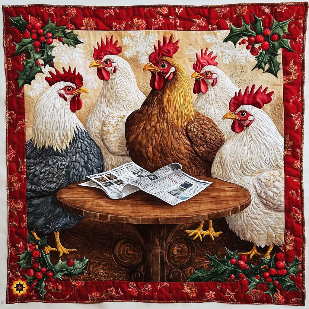 Christmas Chicken Family Quilt Blanket