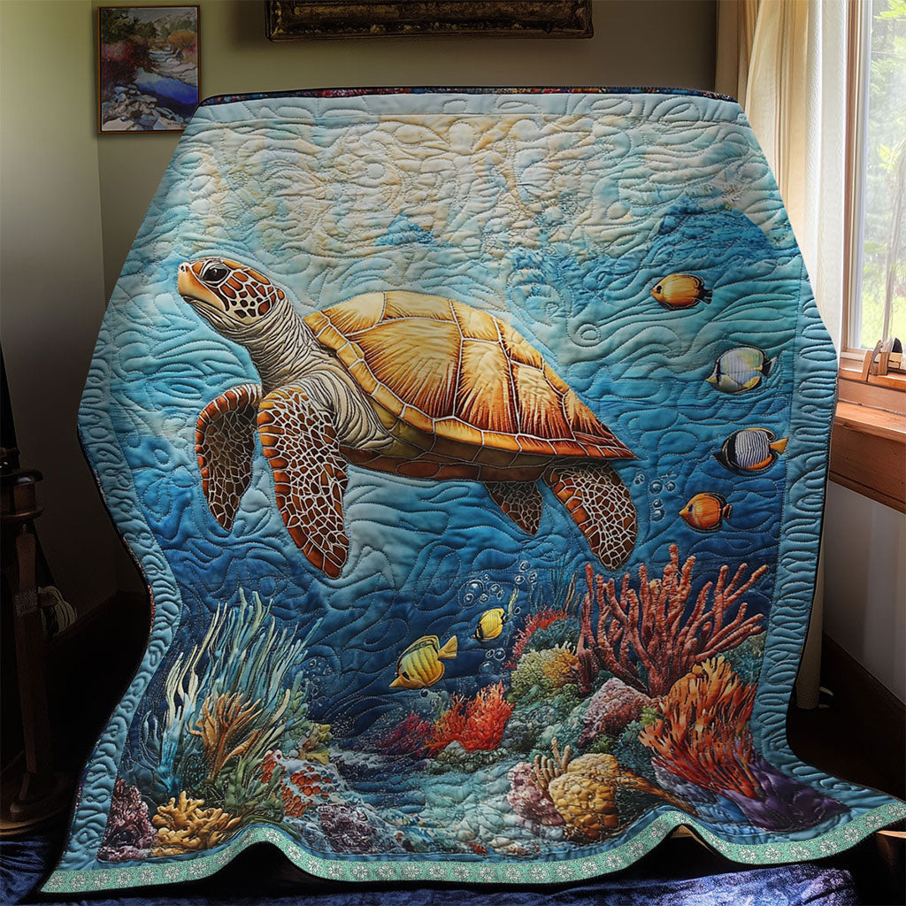 Sea Turtle Fish Quilt Blanket