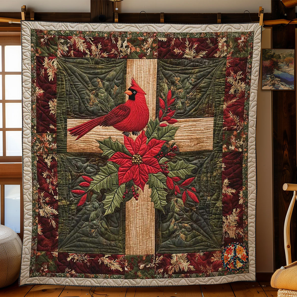 Christmas Cardinal Joy Quilt Blanket