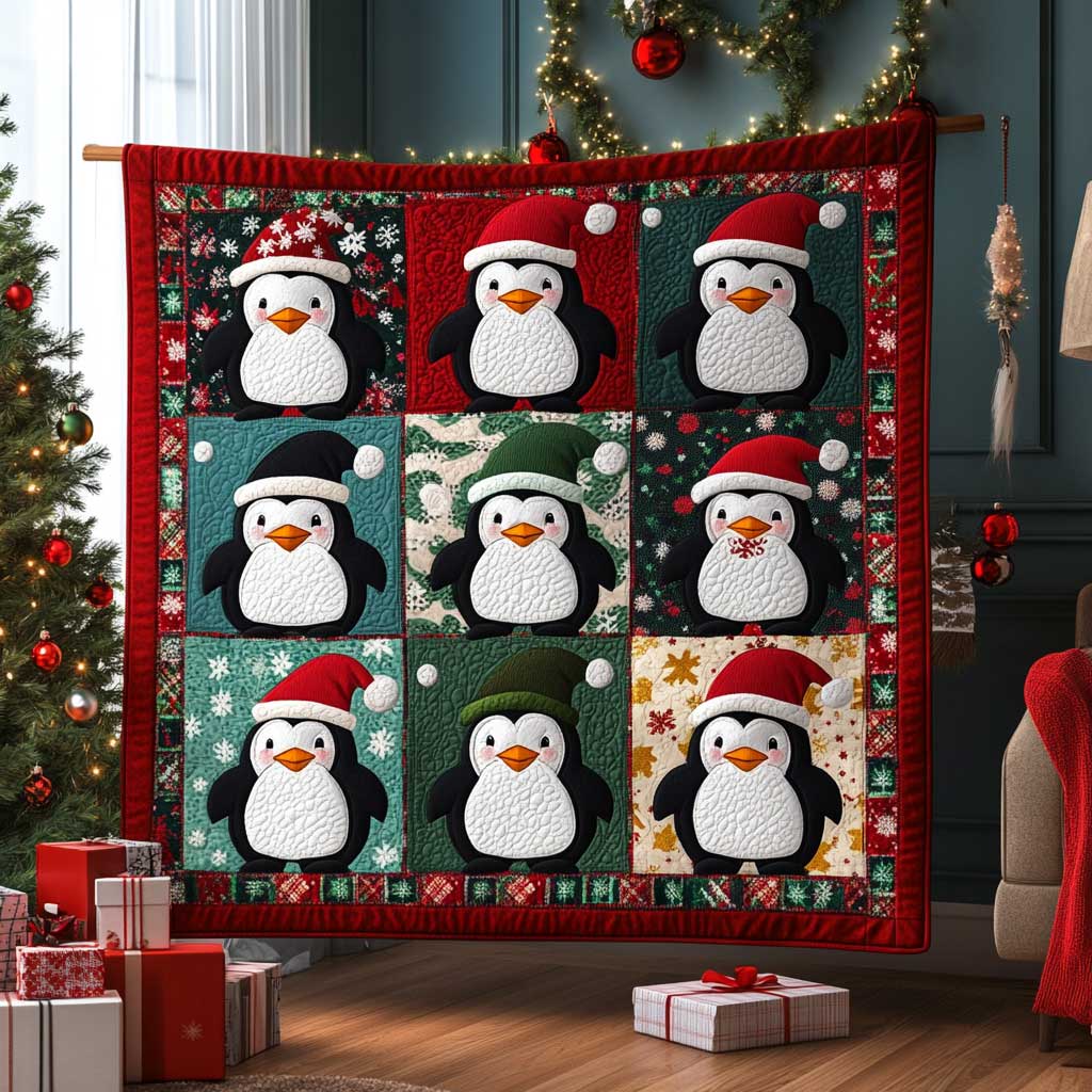 Christmas Penguin Hearthside Quilt Blanket