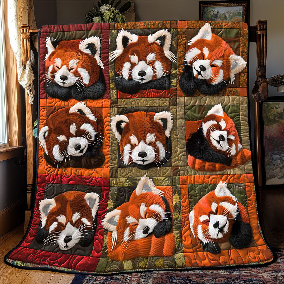 Red Panda Relaxing Quilt Blanket