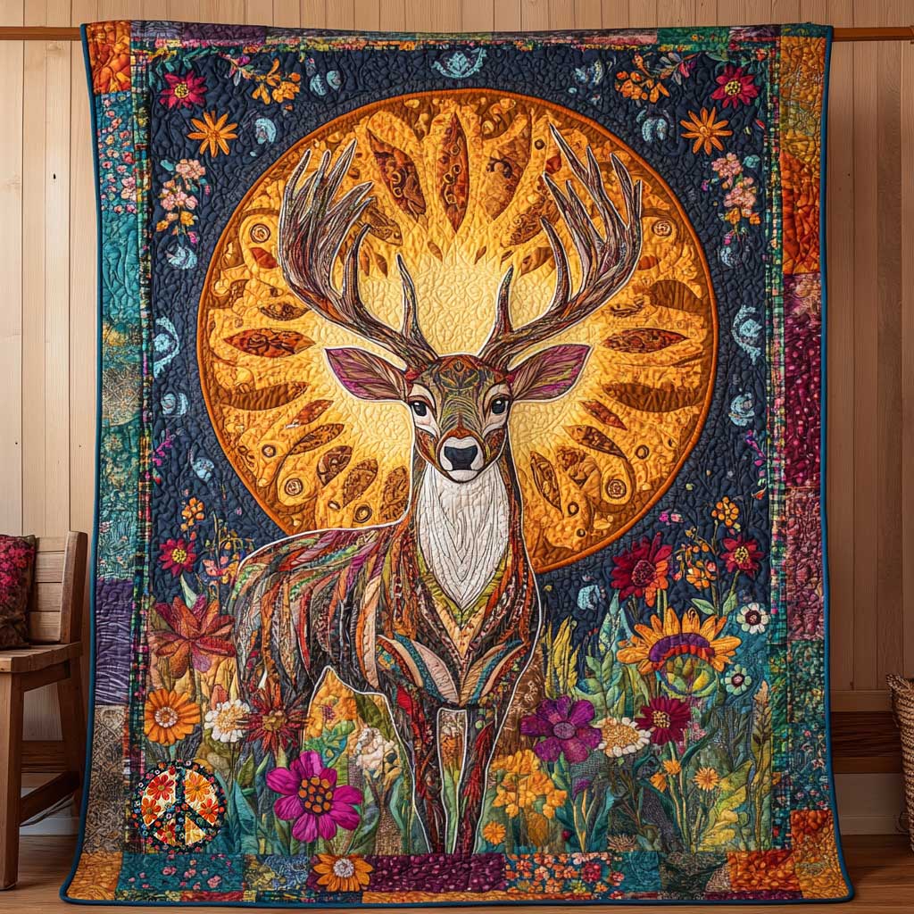 Floral Deer Glow Quilt Blanket