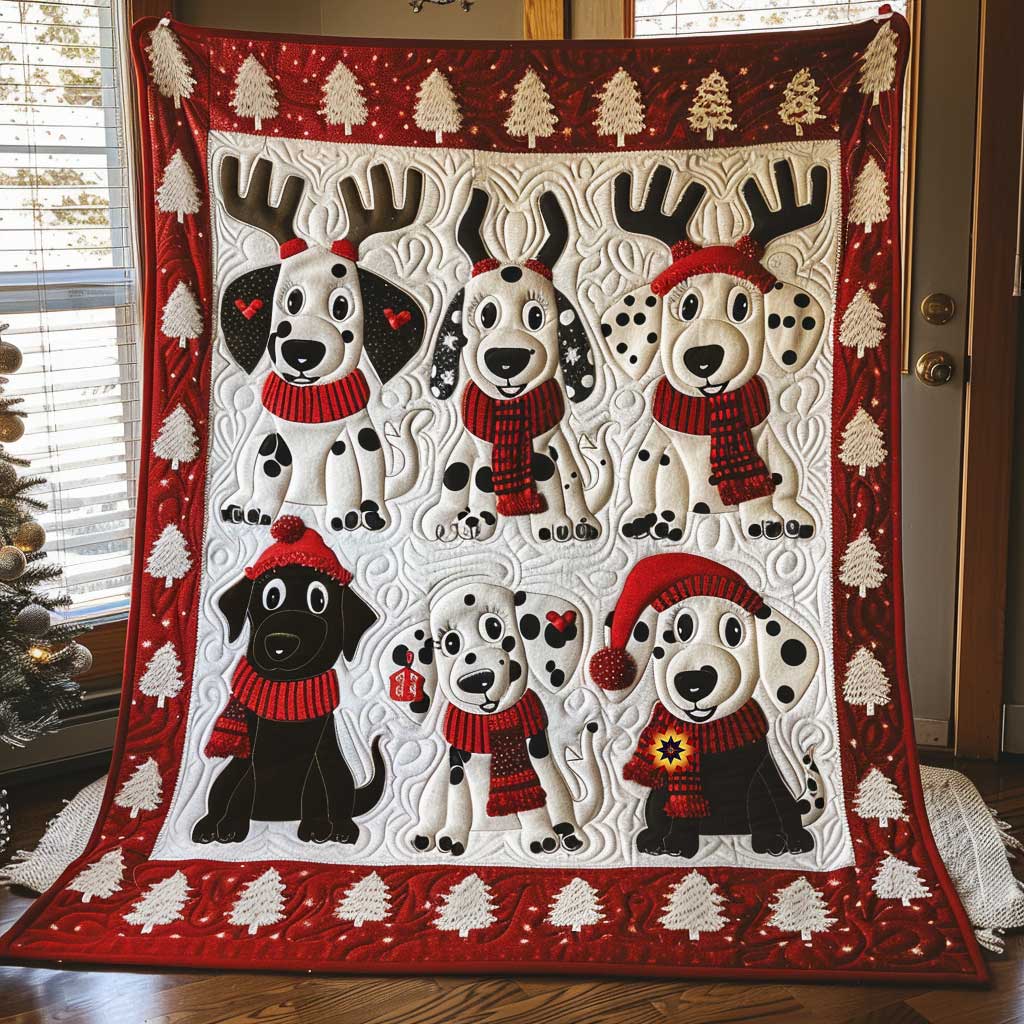 Christmas Dalmatian Quilt Blanket
