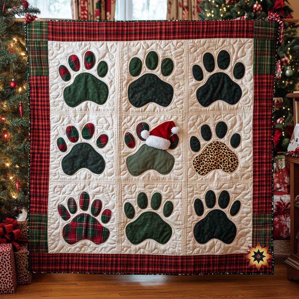 Christmas Paw Dog Pals Quilt Blanket