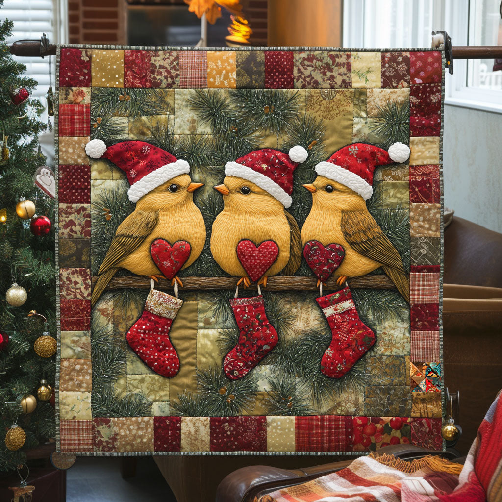 Christmas Bird Fireside Comfort Quilt Blanket