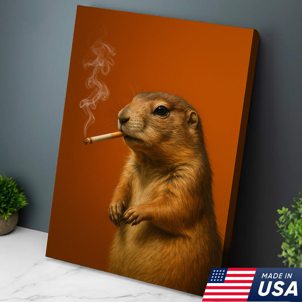 Prairie Dog Canvas Wall Art – Quirky Rustic Wildlife Accent for Farmhouse, Lodge & Nature Décor