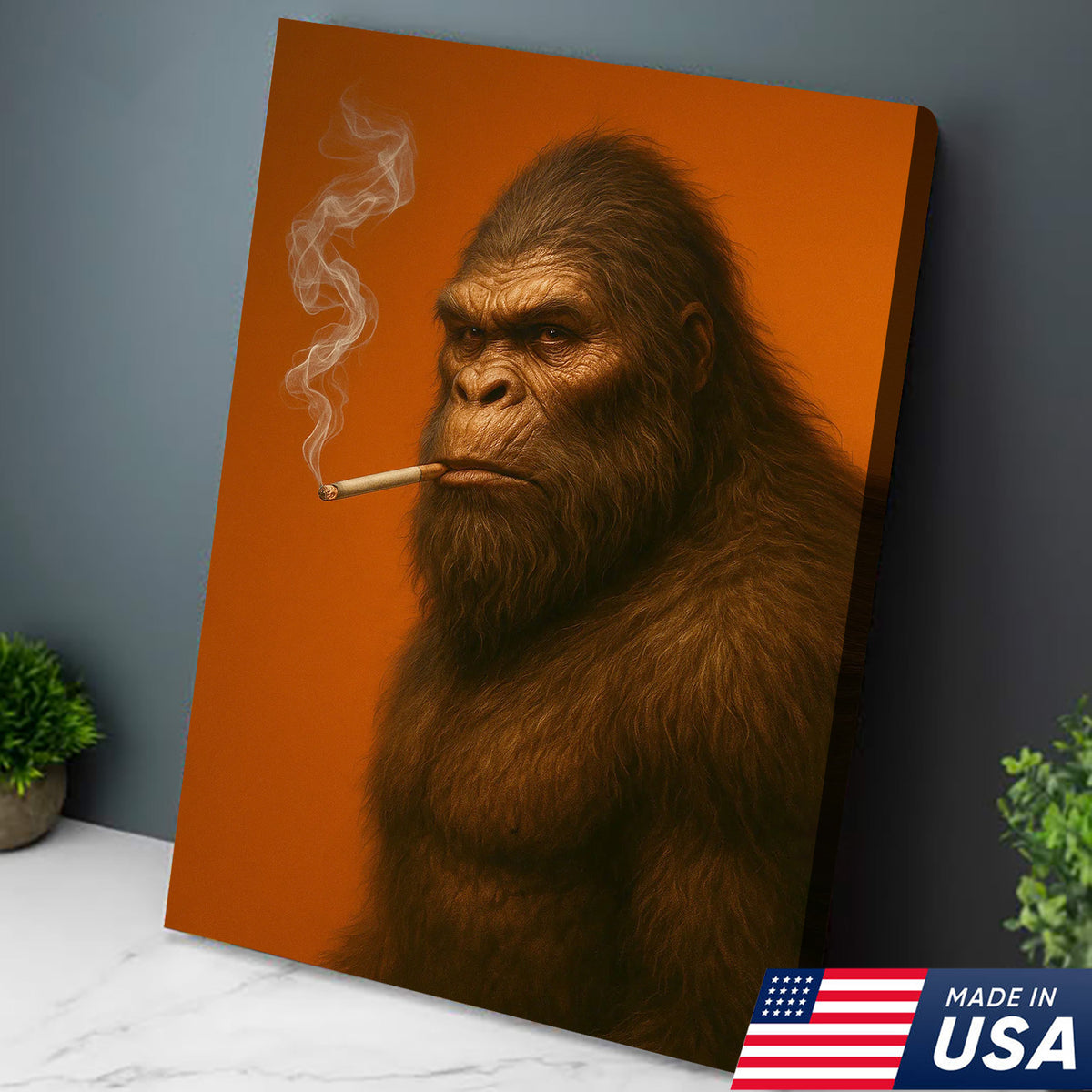 Bigfoot Canvas Wall Art – Mysterious Creature Print – Rustic Cabin and Lodge Wall Decor