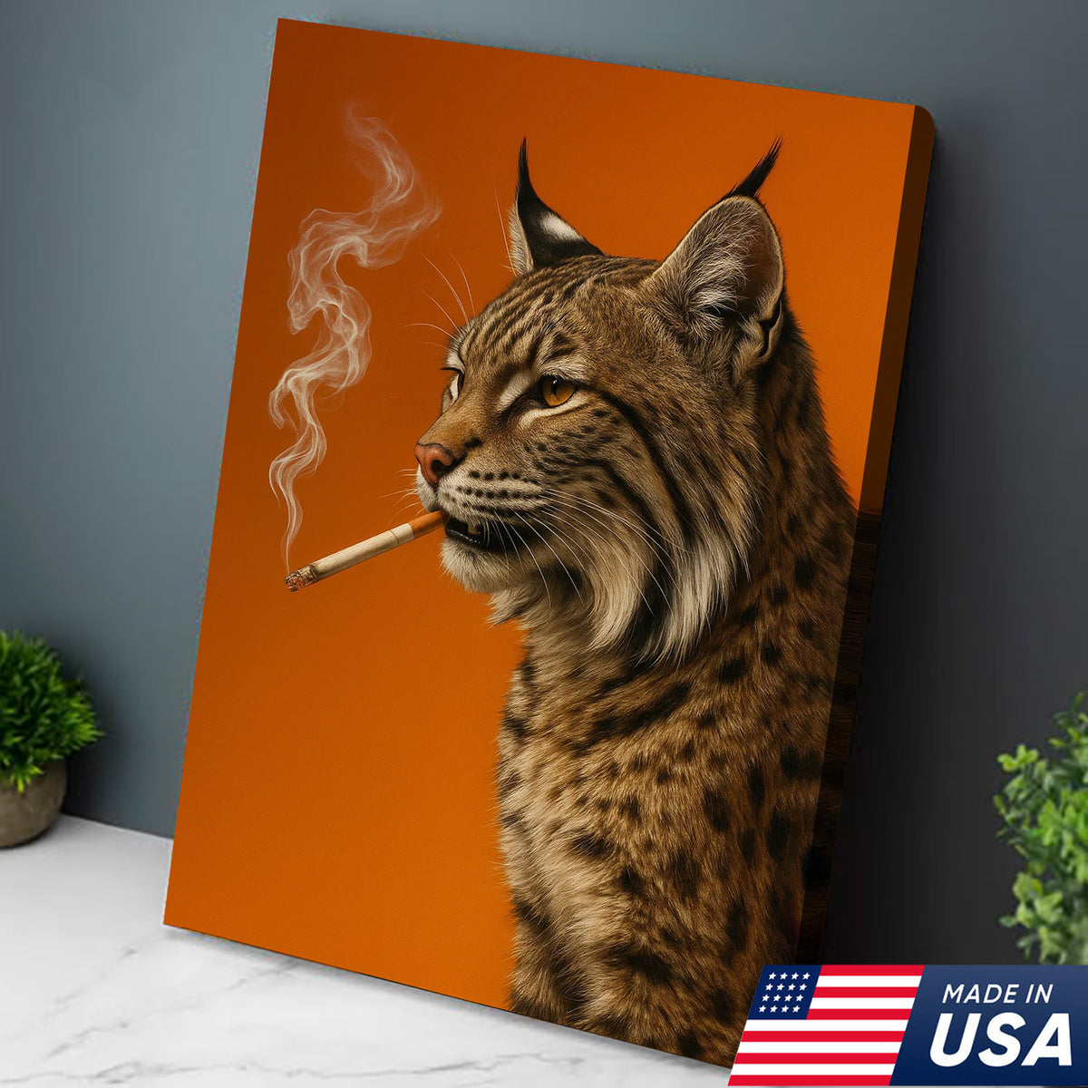 Bobcat Canvas Wall Art – Rustic Wildlife Decor – Hunting Cabin Artwork – Mountain Lodge Wall Hanging