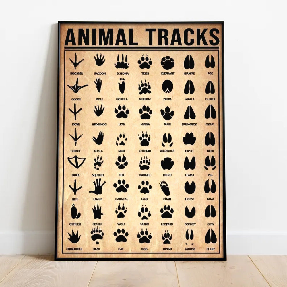 Animal Tracks Poster Canvas - Comprehensive Guide for Hunters, Wildlife Enthusiasts