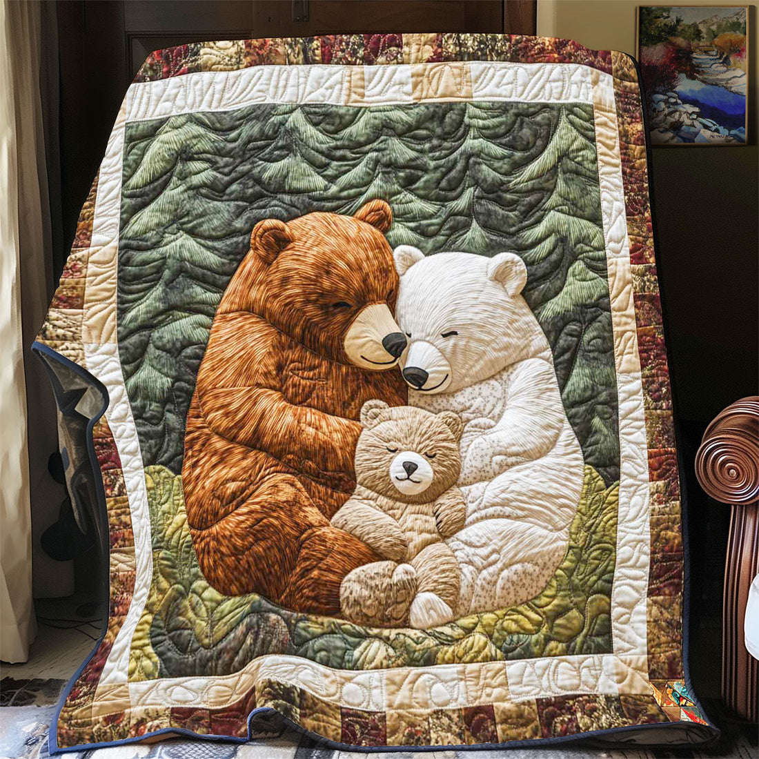 Bear Family Woodland Comfort Quilt Blanket
