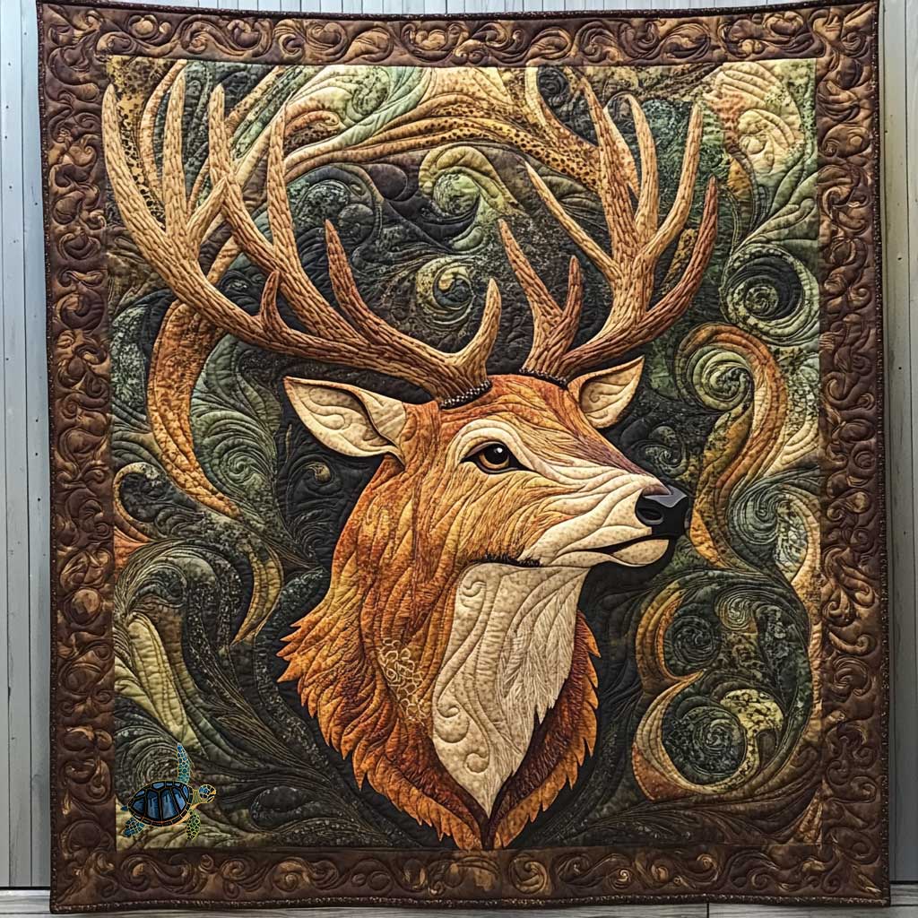 Native American Stag Symbol Quilt Blanket