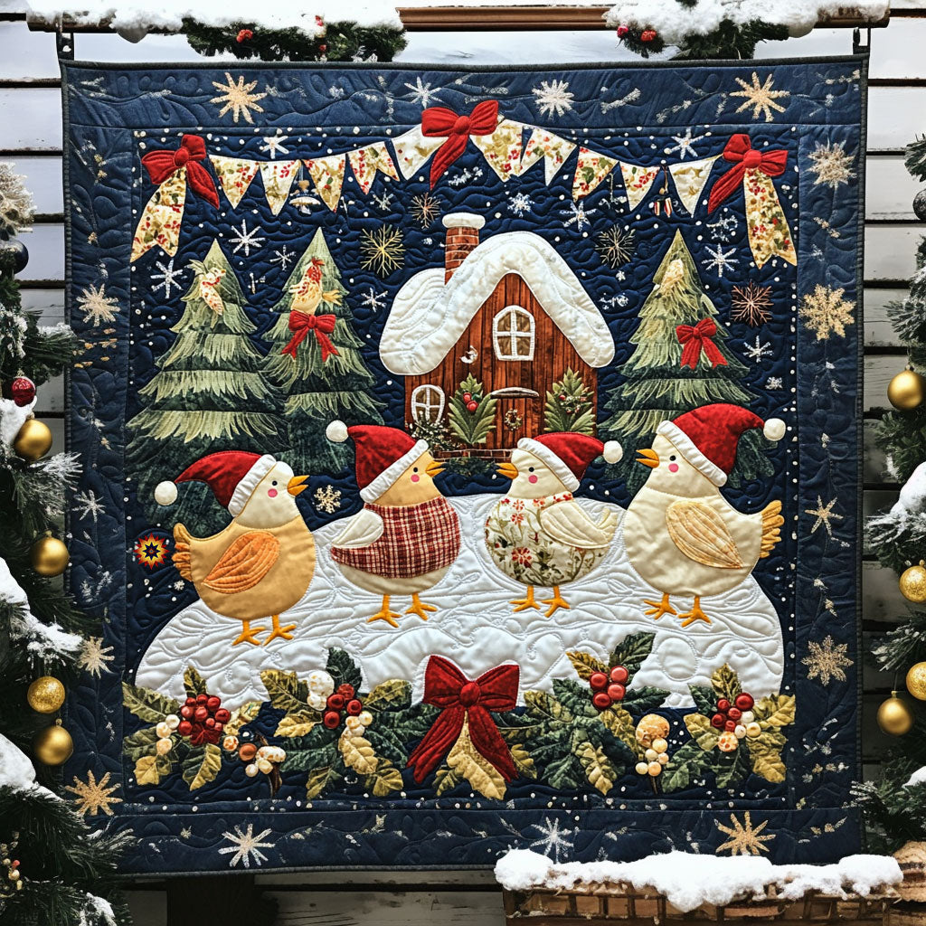 Christmas Chicken Winter Wonderland Quilt Blanket