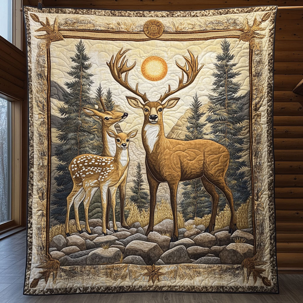 Deer Family Quilt Blanket