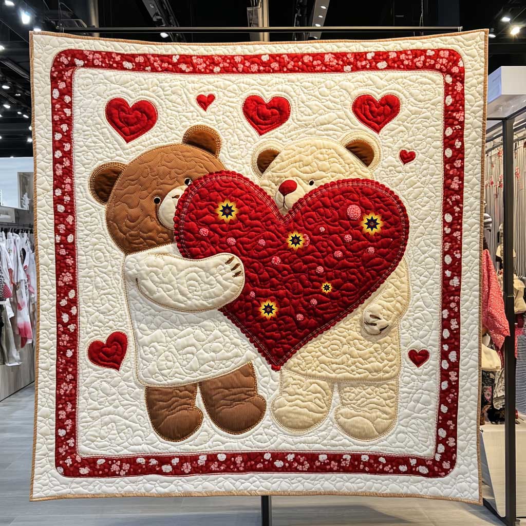 Cute Love Bear Quilt Blanket