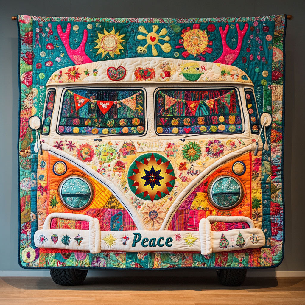 Deer Horn Hippie Van Quilt Blanket