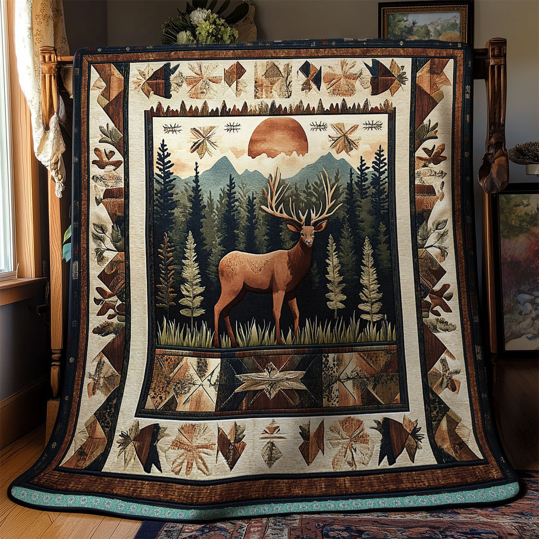 Deer Native Quilt Blanket