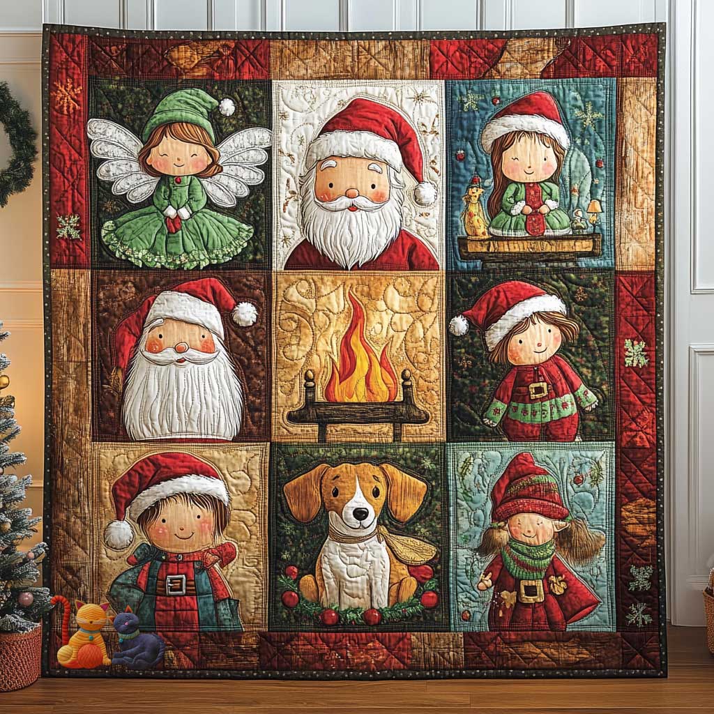 Christmas Magic With Dog Quilt Blanket