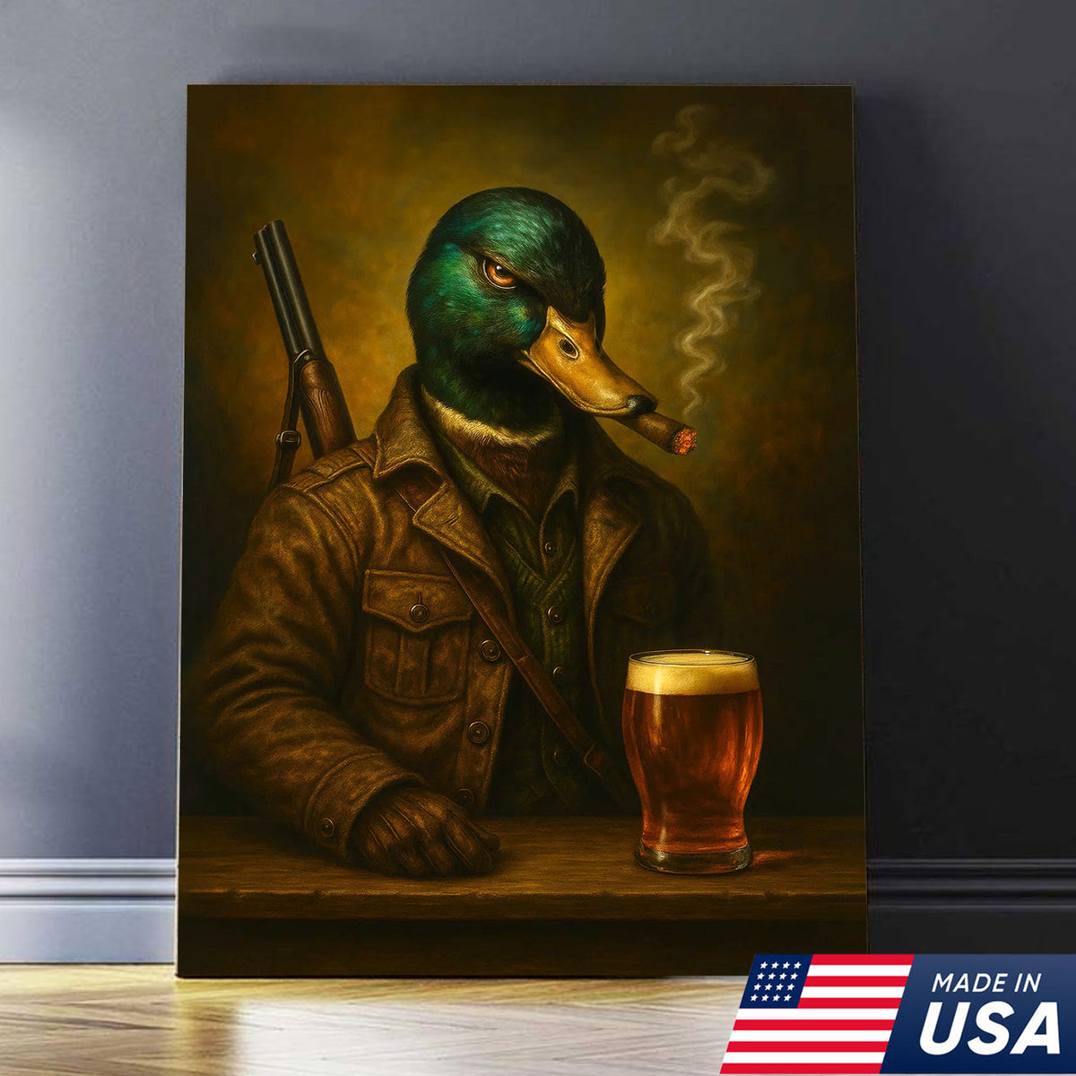 Epic Mallard Duck Canvas Wall Art – Fierce Surreal Animal Portrait, Bold Statement Decor