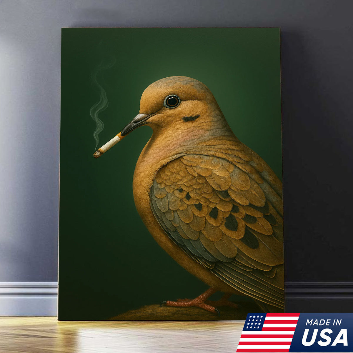 Mourning Dove Wall Art Canvas - Rustic Wildlife Cabin Decor - Unique Hunting Lodge Artwork