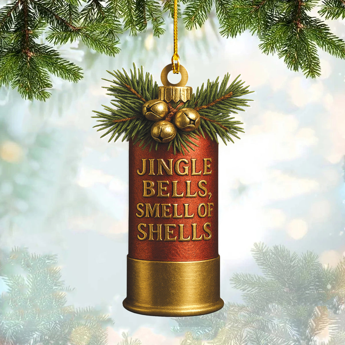 Funny Shotgun Shell Christmas Ornament – Rustic Hunting Tree Decoration Gift for Hunters