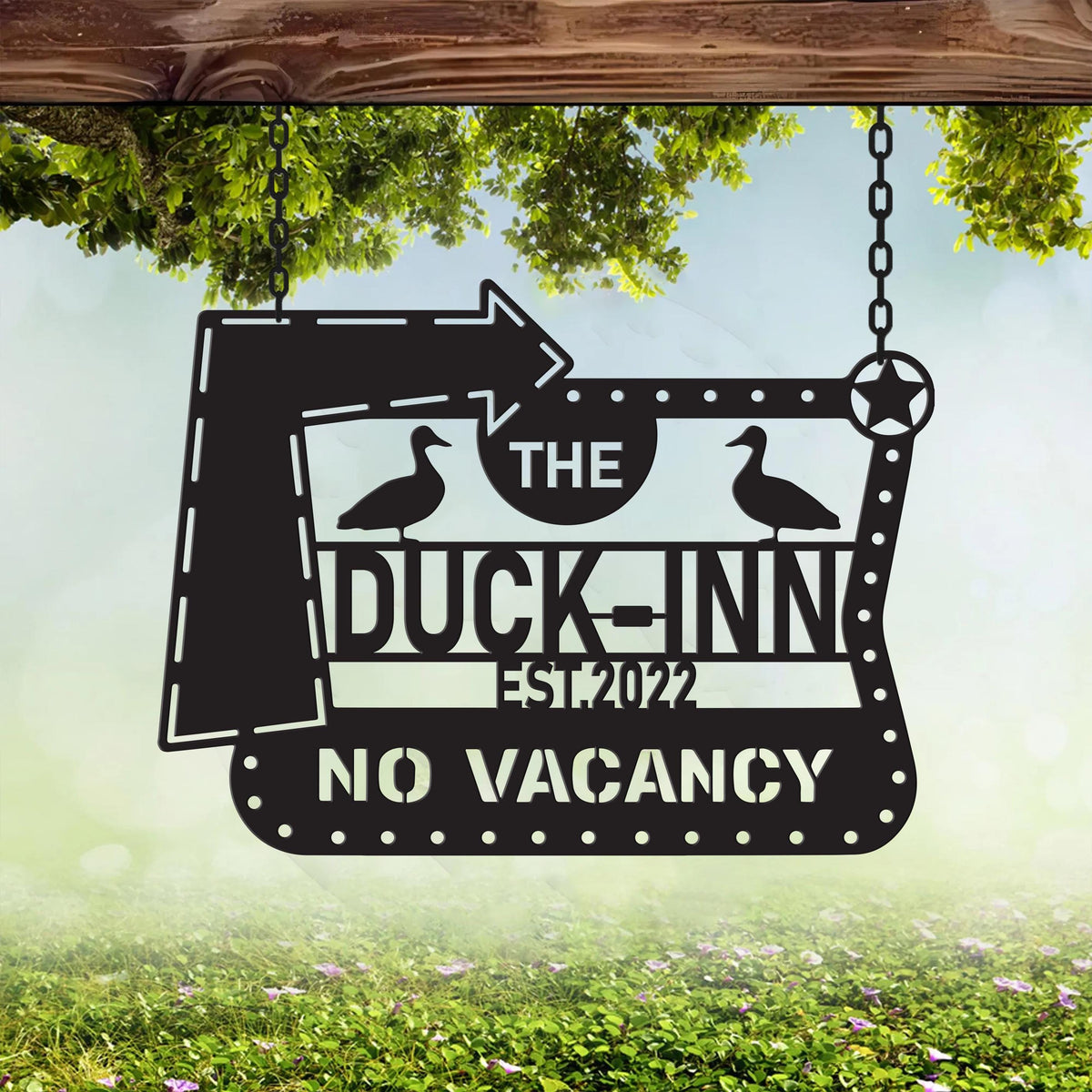 Personalized Farm Metal Sign: No Vacancy – Duck-Inn, Duck Farmhouse Gift