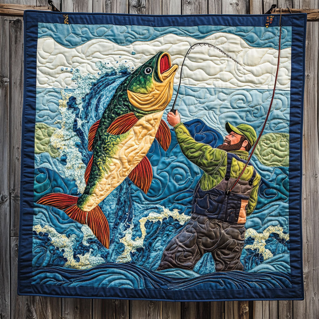 Fisherman Fishing Quilt Blanket