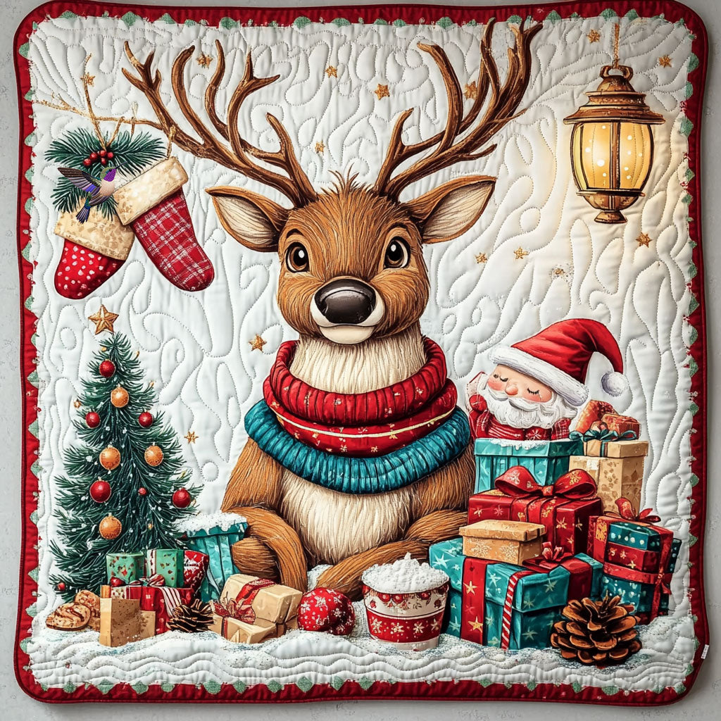 Christmas Of Reindeer Quilt Blanket