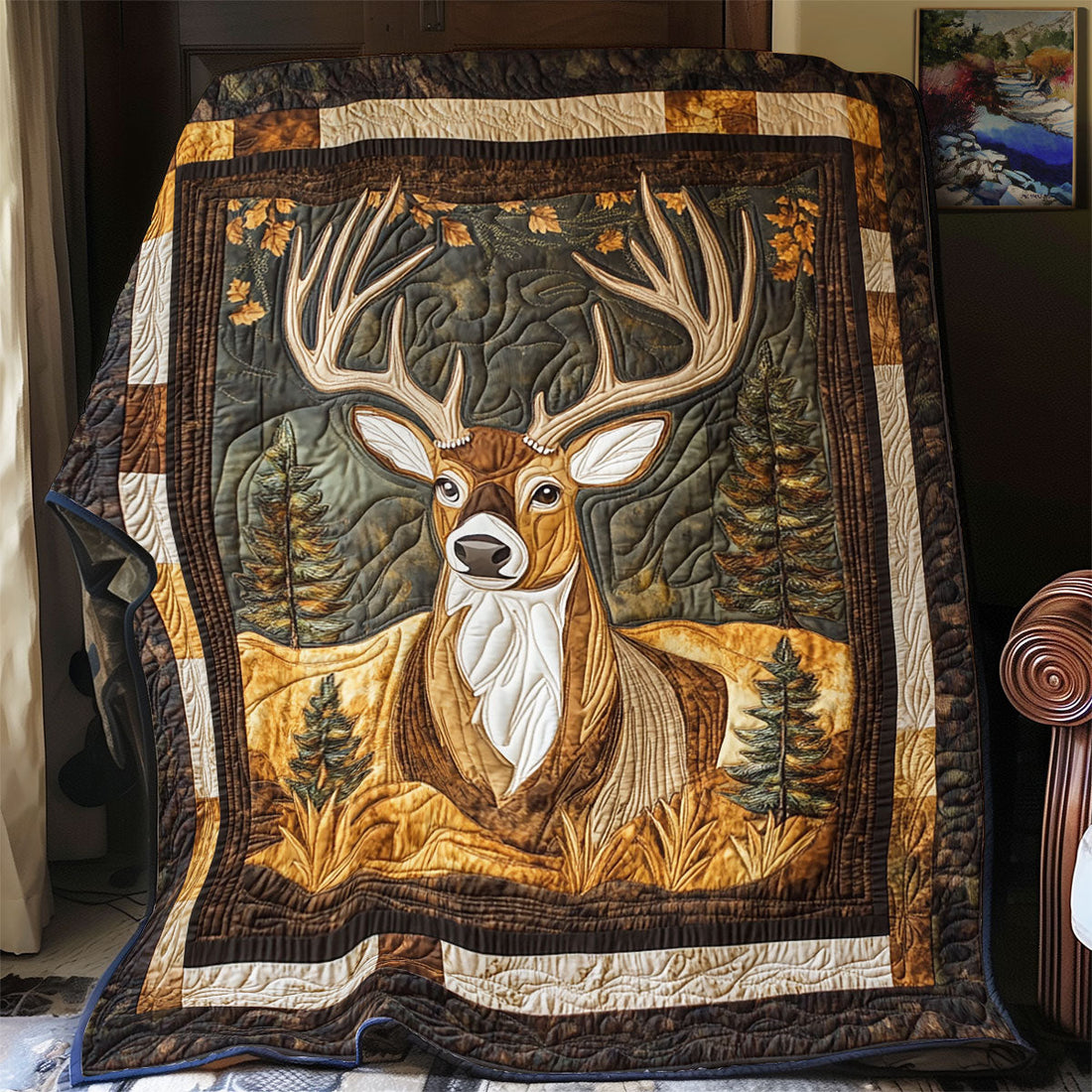 Deer Haven Woodland Retreat Quilt Blanket