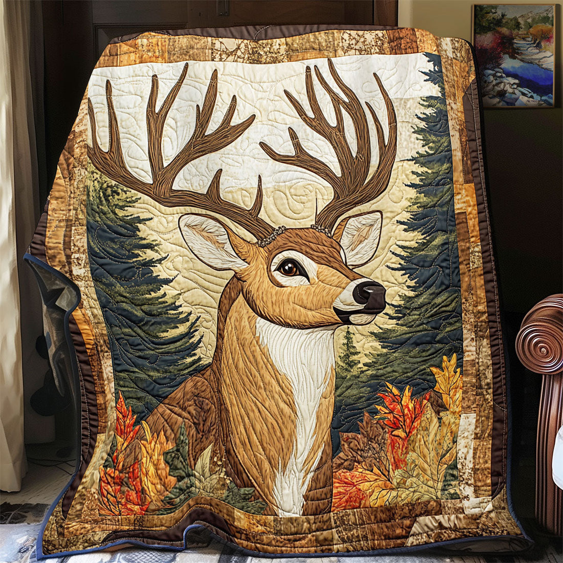 Rustic Buck Elegance Quilt Blanket