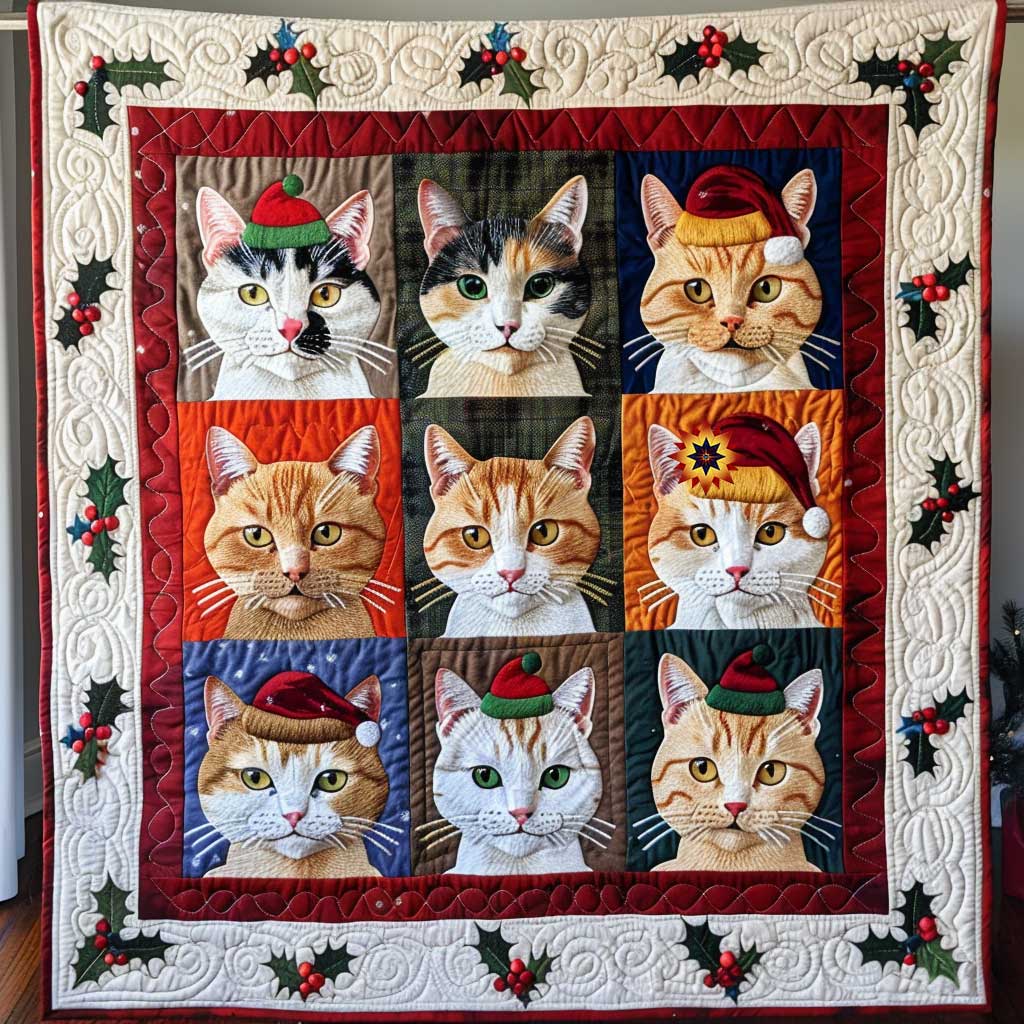 Christmas American Cat Closet Quilt Blanket