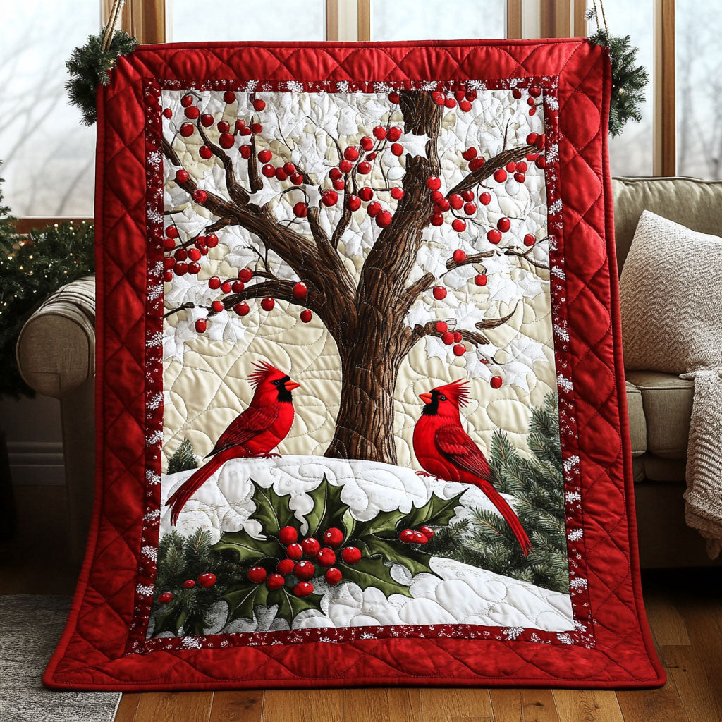 Cardinal Christmas Winter Wonderland Quilt Blanket