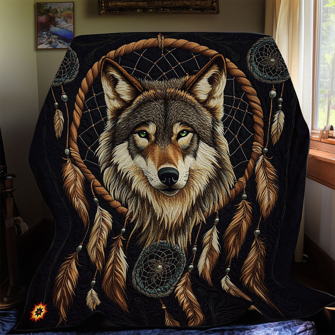 Warrior Wolf Quilt Blanket