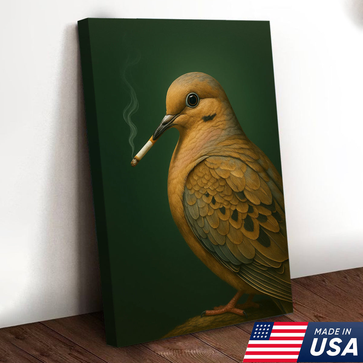 Mourning Dove Wall Art Canvas - Rustic Wildlife Cabin Decor - Unique Hunting Lodge Artwork
