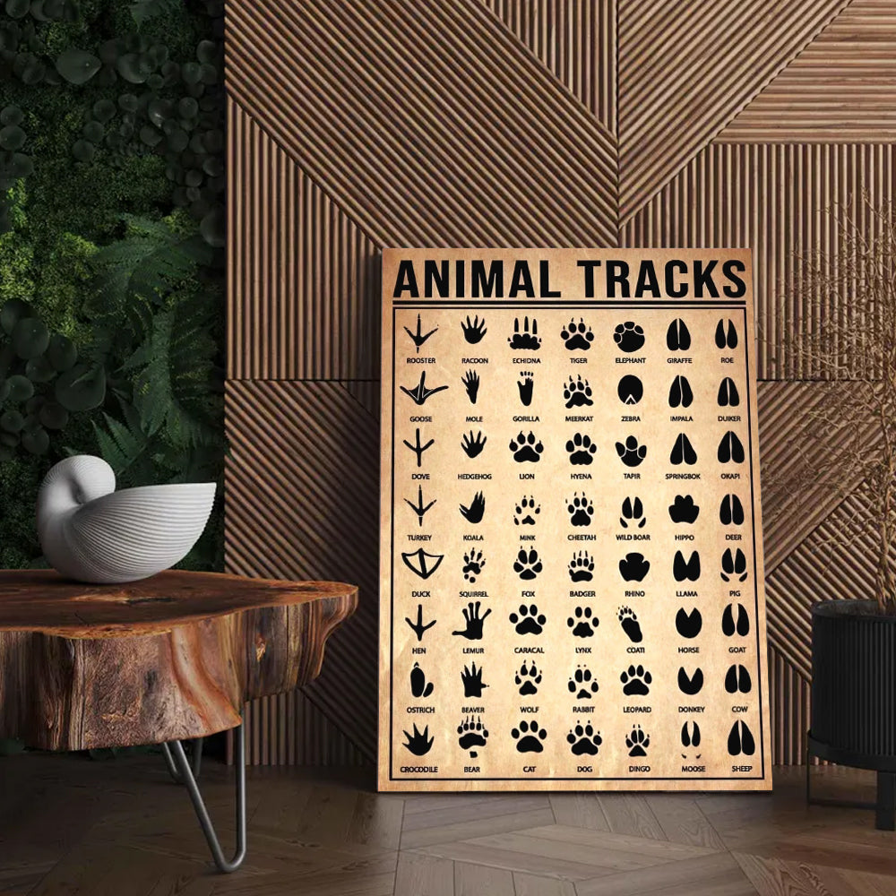 Animal Tracks Poster Canvas - Comprehensive Guide for Hunters, Wildlife Enthusiasts