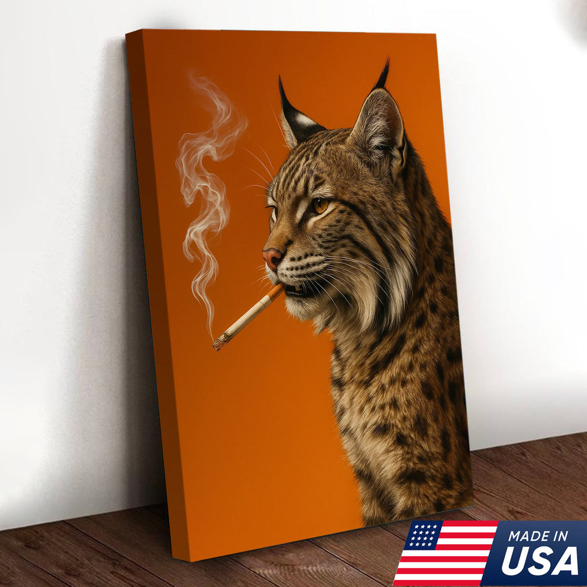 Bobcat Canvas Wall Art – Rustic Wildlife Decor – Hunting Cabin Artwork – Mountain Lodge Wall Hanging